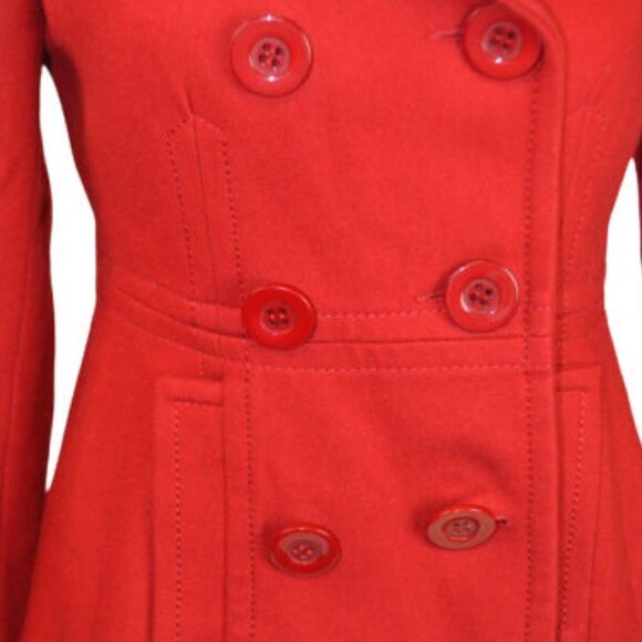 Nine West Red Wool Double Breasted Peacoat 2 - Picture 4 of 4